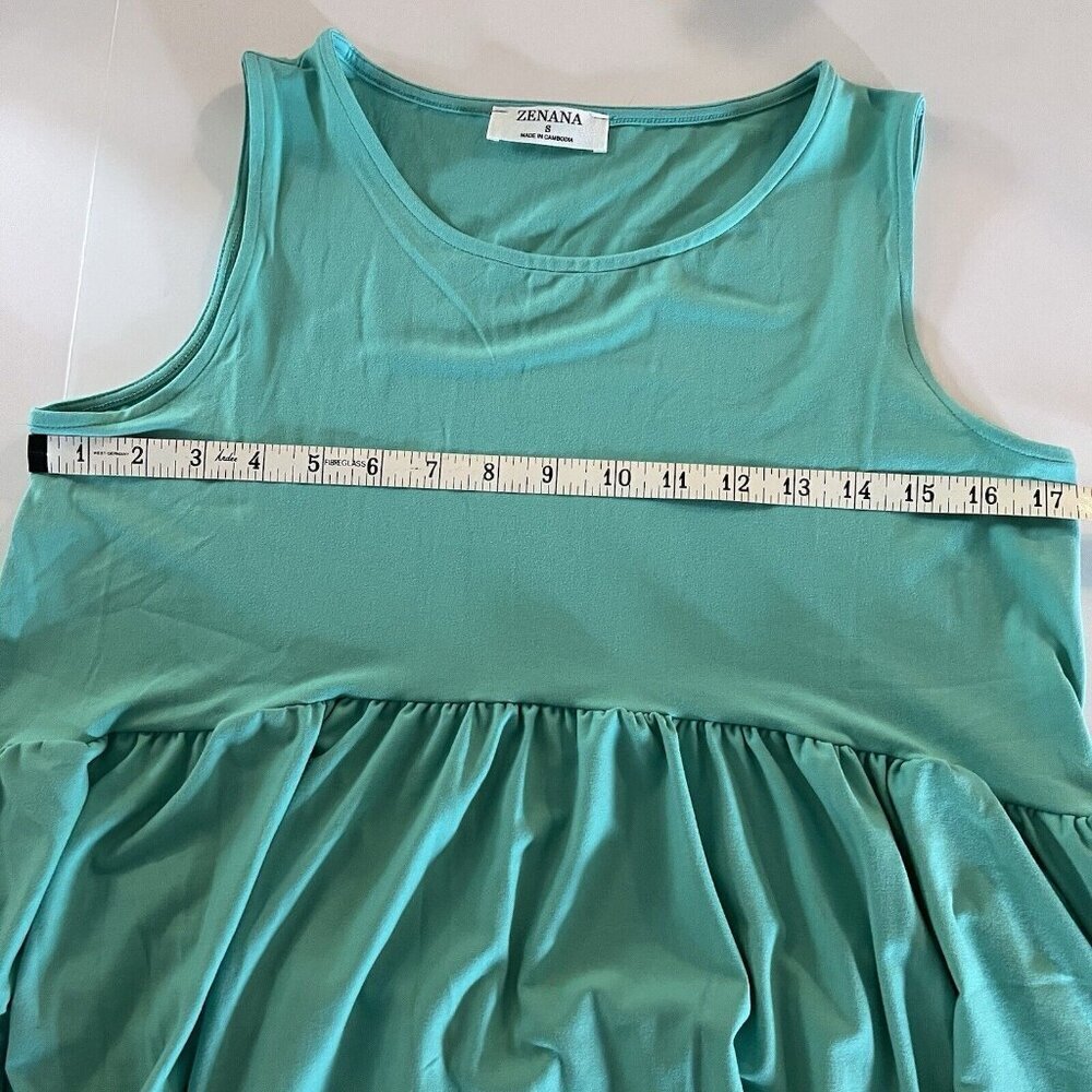 Zenana Women’s Size Small Sleeveless Baby Doll Top Buttery Soft Knit Turquoise - Picture 6 of 7